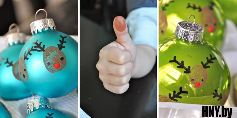 Новогодние шары с отпечатками пальцев: декорируем шары вместе с детьми