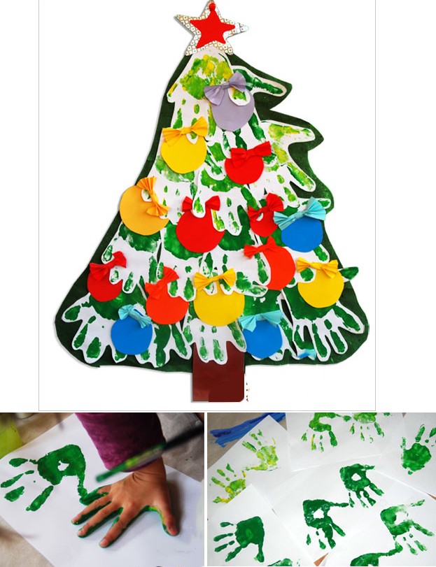 Делаем новогоднюю елку из бумаги с малышами