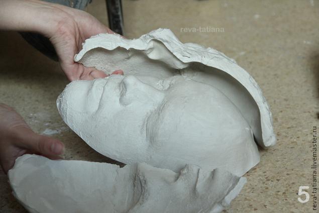 Гипсовая маска лица. Снятие гипсовой маски с лица для изготовления маски из папье-маше., фото № 5