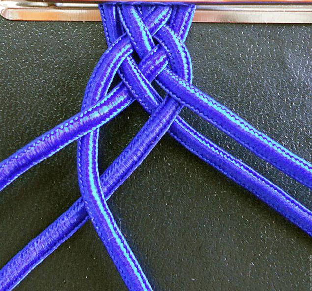 Плетеный пояс или браслет. Схема плетения из пяти шнуров. Часть 2., фото № 4
