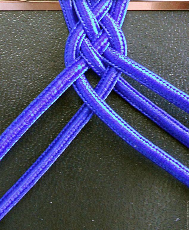 Плетеный пояс или браслет. Схема плетения из пяти шнуров. Часть 2., фото № 5