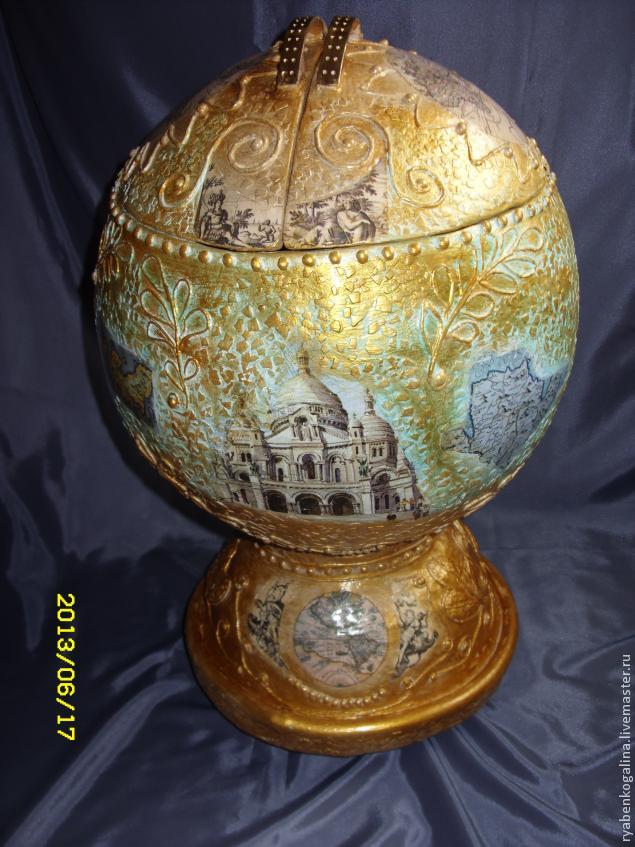 Делаем глобус-сундук из папье-маше, фото № 15