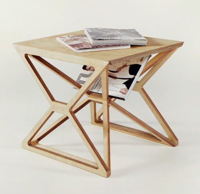 Необычный журнальный стол из фанеры, фото 