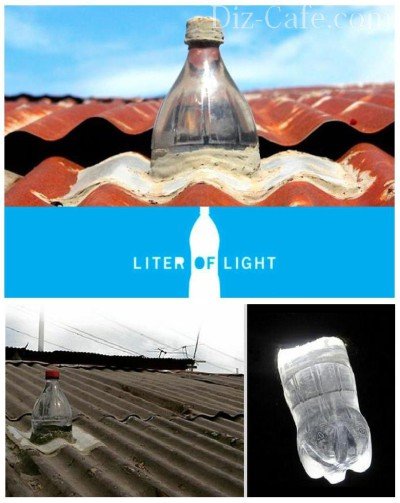 Светильник из пластиковой бутылки с водой