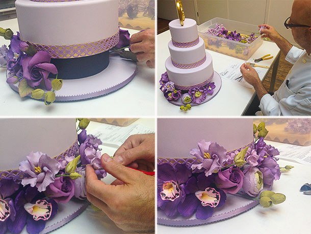 профессиональное декорироание торта живыми цветами