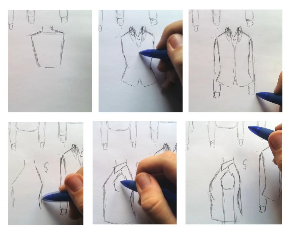 Как рисовать женскую рубашку