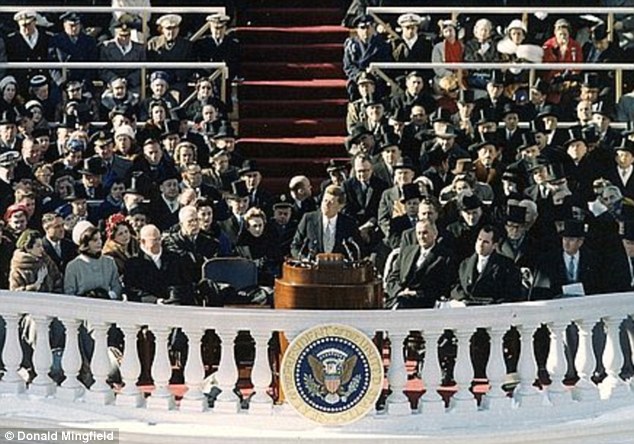 Making history: John F Kennedy delivers his inauguration address in January 1961
