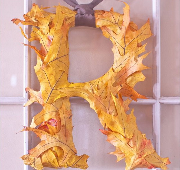 Объемные буквы на свадьбу из листьев