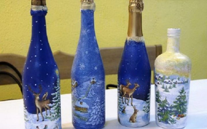Как сделать новогодние украшения на бутылку своими руками?