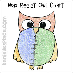 Owl Wax Resist Craft for Kids from www.daniellesplace.com