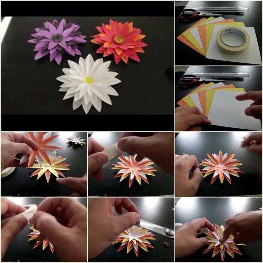 paper-flower-tutorial-step-by-step DIY Paper Flower Step by step making tutorials