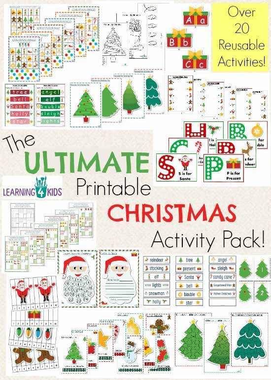 The Ultimate Christmas Printable Activity Pack - 100 pages, over 20 reusable activities, worksheets, games, templates and so much more by Learning 4 Kids