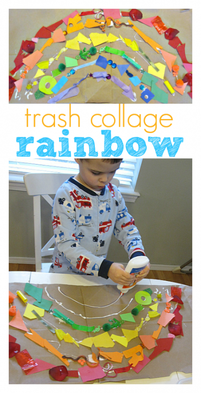 trash collage rainbow craft for kids