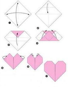 оригами сердце из бумаги схема 